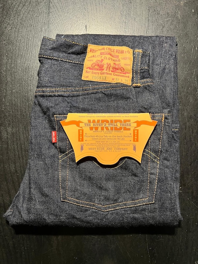 West Ride - 1958XX Jeans - 100% Memphis Cotton - 13.5oz Original Right Hand Selvedge Denim