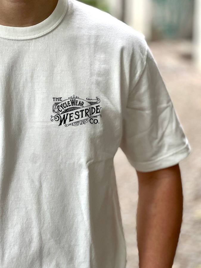 West Ride - “ THE CYCLEWEAR WESTRIDE & CO.” - Heavyweight T-Shirt - White