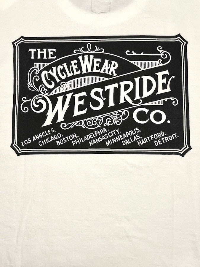 West Ride - “ THE CYCLEWEAR WESTRIDE & CO.” - Heavyweight T-Shirt - White
