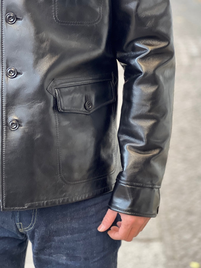 Y'2 LEATHER - LS-15 - ANILINE HORSE WORK JACKET - Black