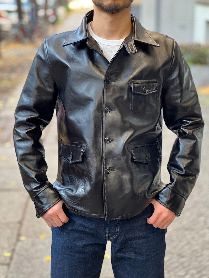 Y'2 LEATHER - LS-15 - ANILINE HORSE WORK JACKET - Black