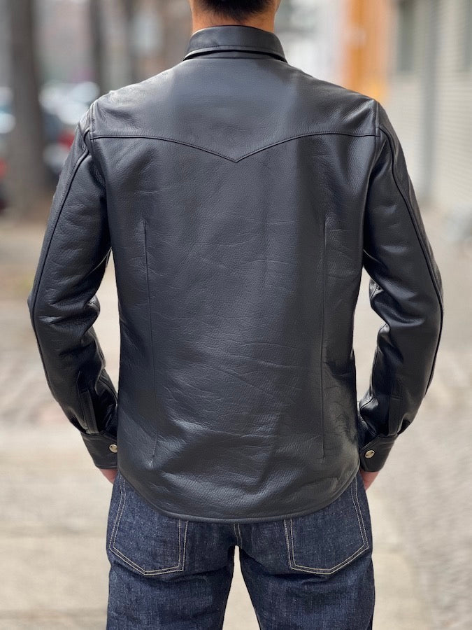 Y'2 LEATHER - Steer Oil Leather - WESTERN SHIRT - SS-013 - Black