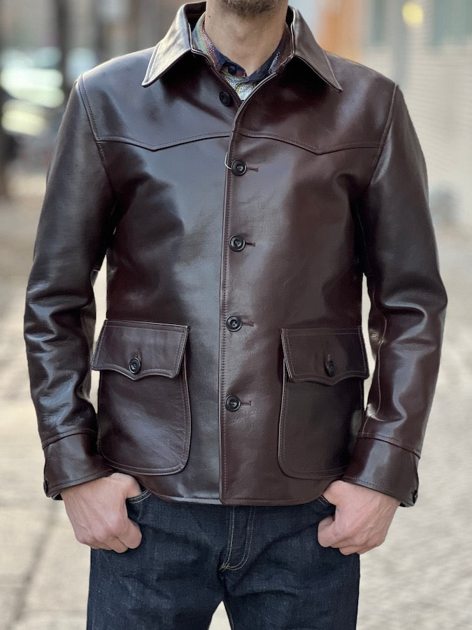 Y'2 LEATHER - HAND-DYED Horsehide CAR COAT - HNC-82 - Black