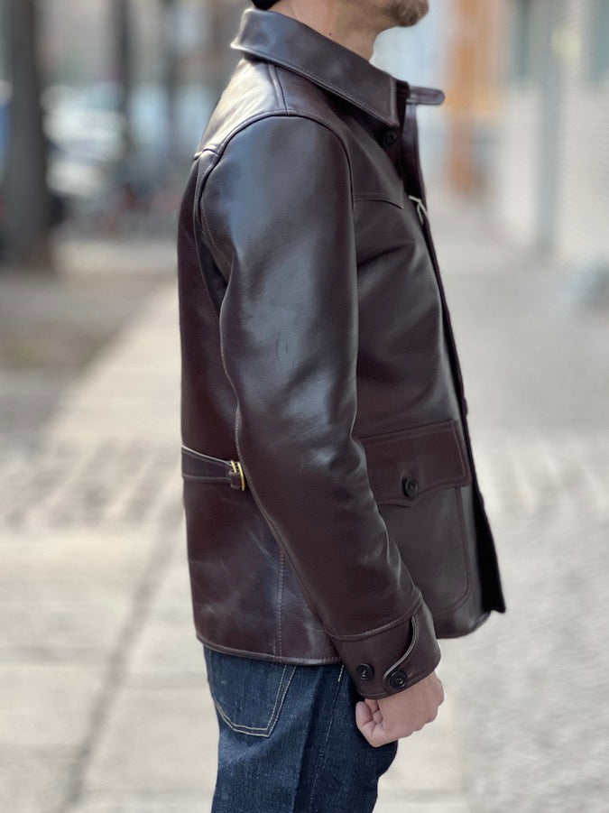 HAND-DYED Horsehide CAR COAT - HNC-82 - Black Brown