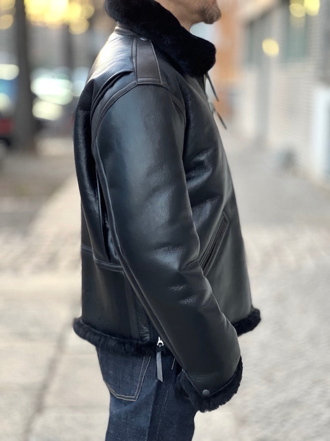 Y'2 LEATHER - COLOMER MOUTON - Type B-6 - Lampskin x Horsehide Jacket - Black