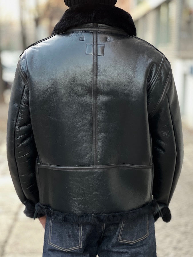 Y'2 LEATHER - COLOMER MOUTON - Type B-6 - Lampskin x Horsehide Jacket - Black