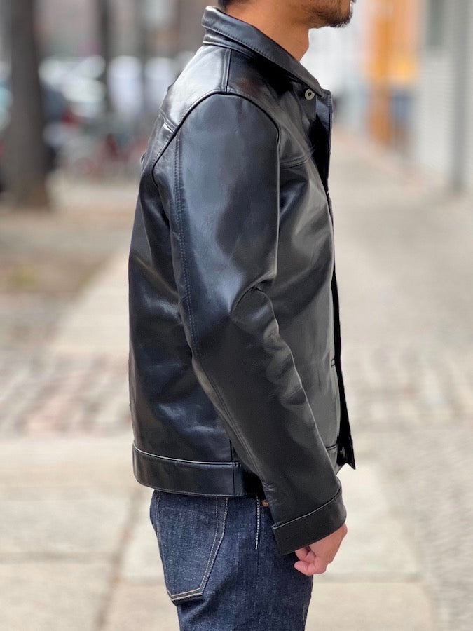 Y'2 LEATHER - LB-140 - ANILINE HORSEHIDE- 1st TYPE G ジャン Leather Jacket - Black