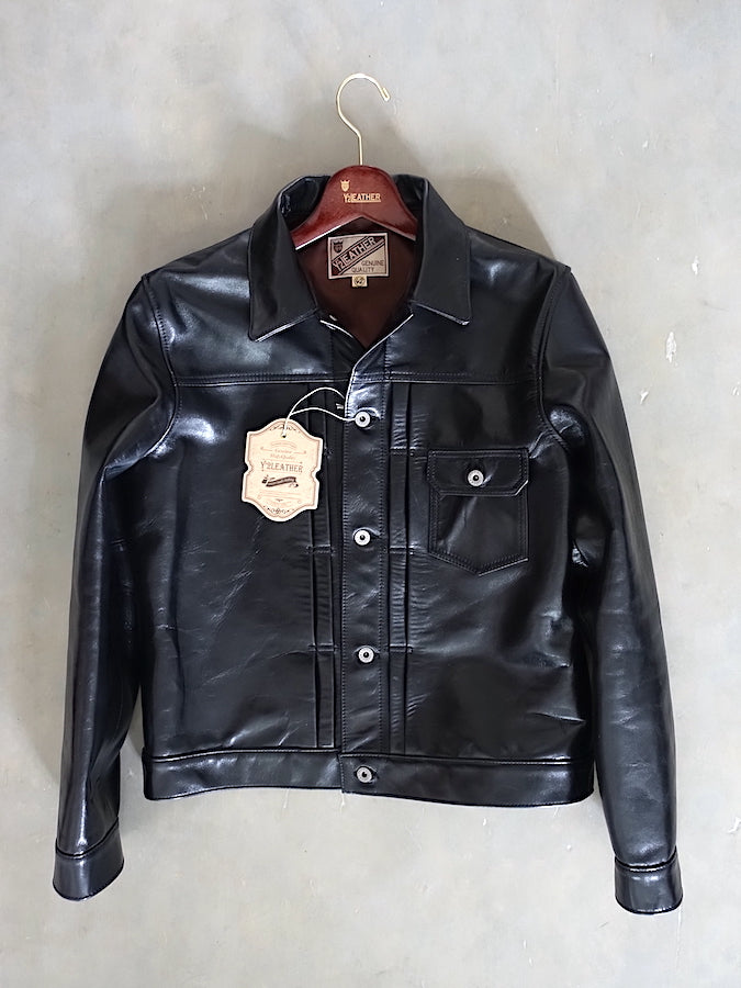 Y'2 LEATHER - LB-140 - ANILINE HORSEHIDE- 1st TYPE G ジャン Leather Jacket - Black