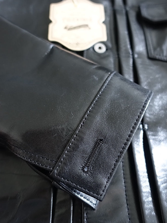 Y'2 LEATHER - LB-140 - ANILINE HORSEHIDE- 1st TYPE G ジャン Leather Jacket - Black
