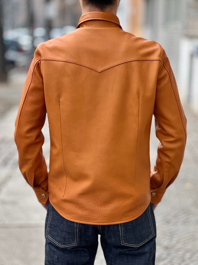 Y'2 LEATHER - Steer Oil Leather - WESTERN SHIRT - SS-013 - Brown