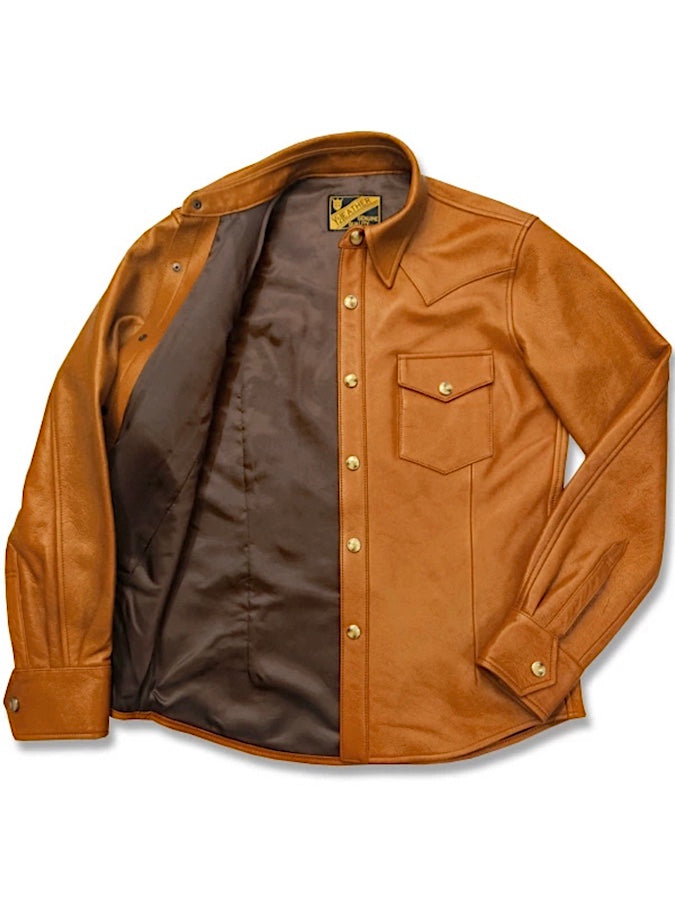 Y'2 LEATHER - Steer Oil Leather - WESTERN SHIRT - SS-013 - Brown