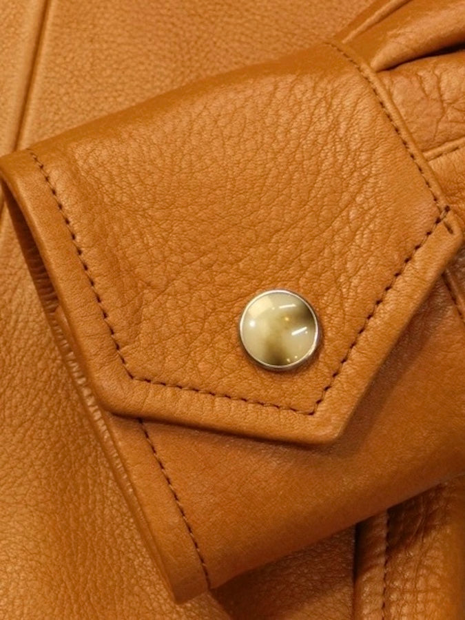 Y'2 LEATHER - Steer Oil Leather - WESTERN SHIRT - SS-013 - Brown