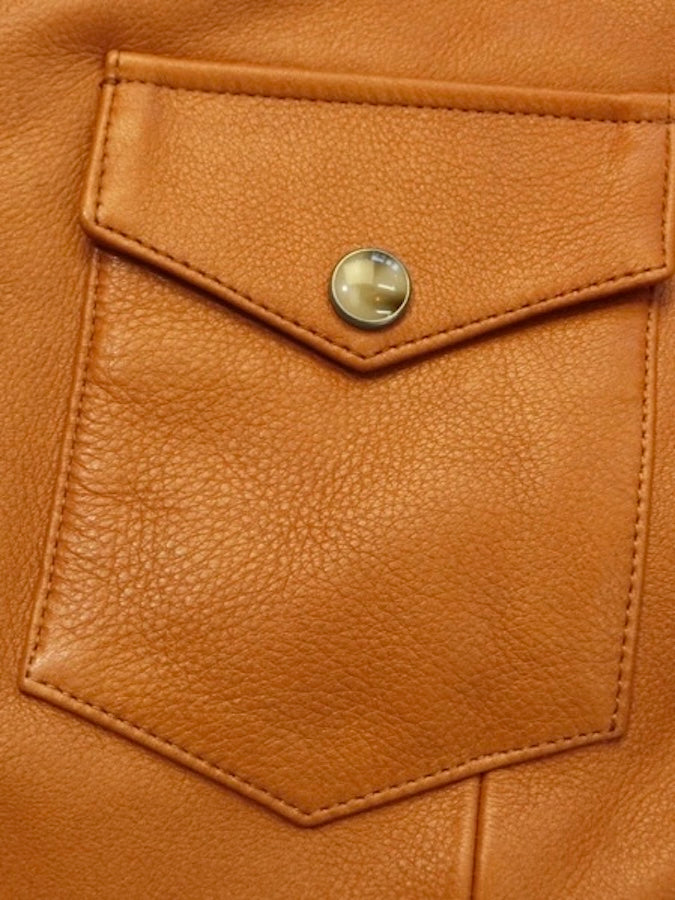 Y'2 LEATHER - Steer Oil Leather - WESTERN SHIRT - SS-013 - Brown