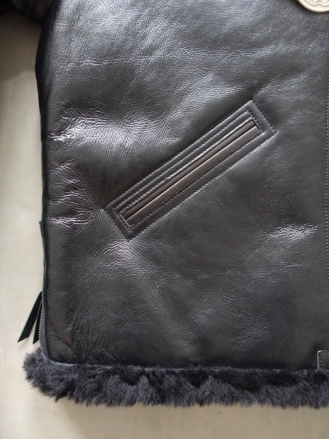 Y'2 LEATHER - COLOMER MOUTON - Type B-6 - Lampskin x Horsehide Jacket - Black