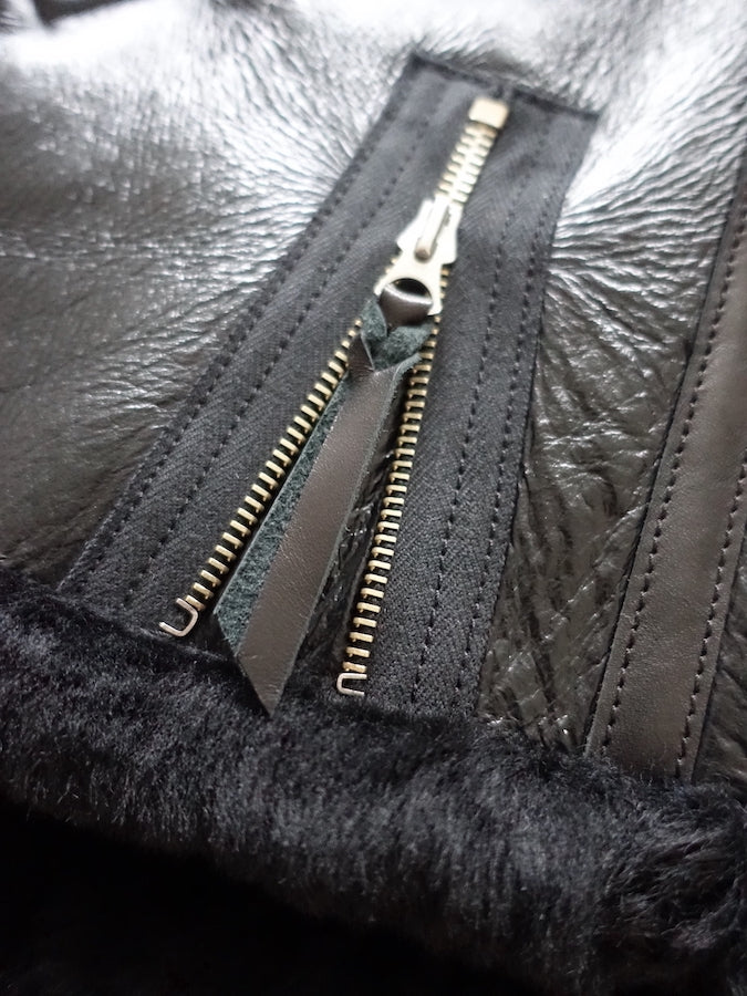 Y'2 LEATHER - COLOMER MOUTON - Type B-6 - Lampskin x Horsehide Jacket - Black