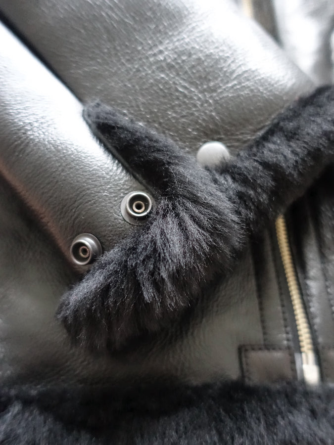 Y'2 LEATHER - COLOMER MOUTON - Type B-6 - Lampskin x Horsehide Jacket - Black