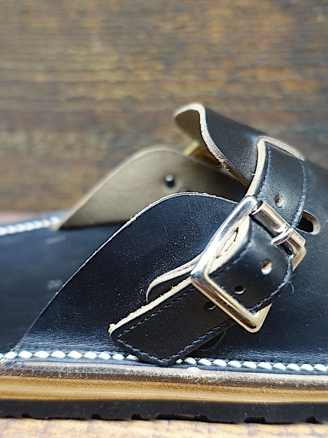 SLIT SANDAL - Black Teacore HORWEEN CHROMEXCEL Leather