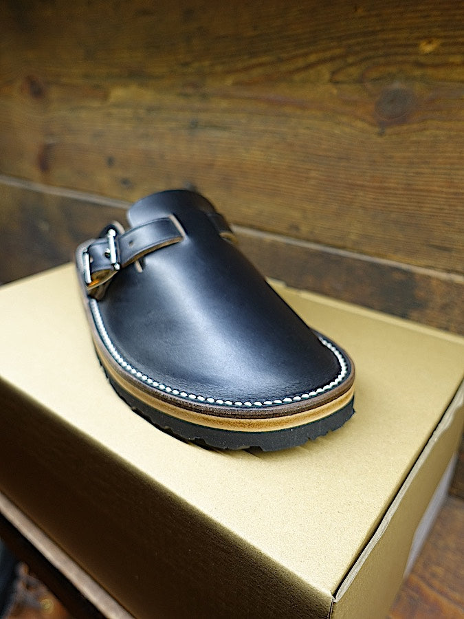 SLIT SANDAL - Black Teacore HORWEEN CHROMEXCEL Leather