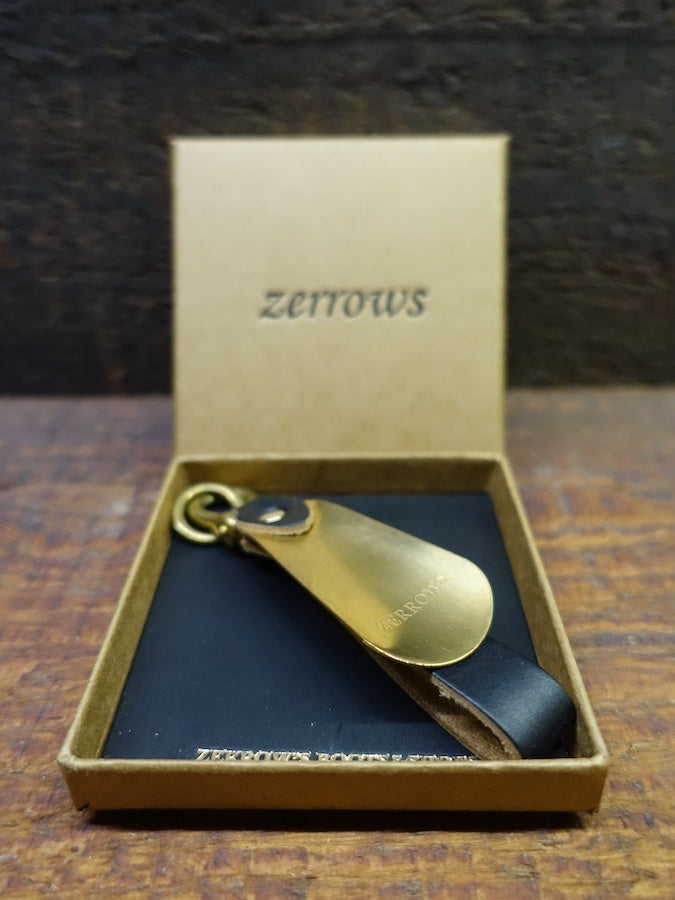 ZERROWS - BRASS SHOEHORN - Black Horween Latigo Leather
