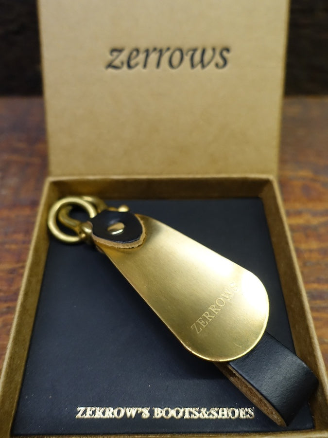 ZERROWS - BRASS SHOEHORN - Black Horween Latigo Leather