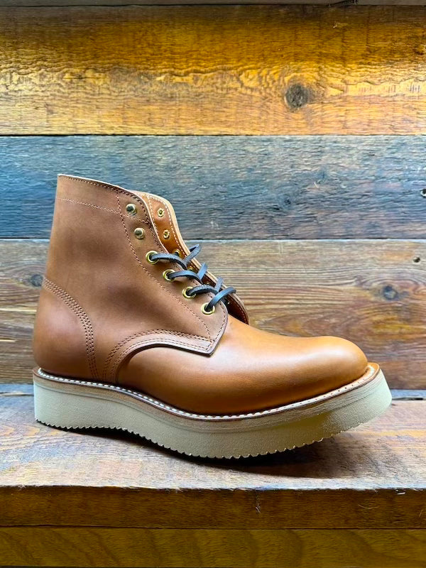 BONEAKERS LINE - SW6 Boots - Brown OILED SCRATCH Leather - Speed Hooks- 6 inch Heigh