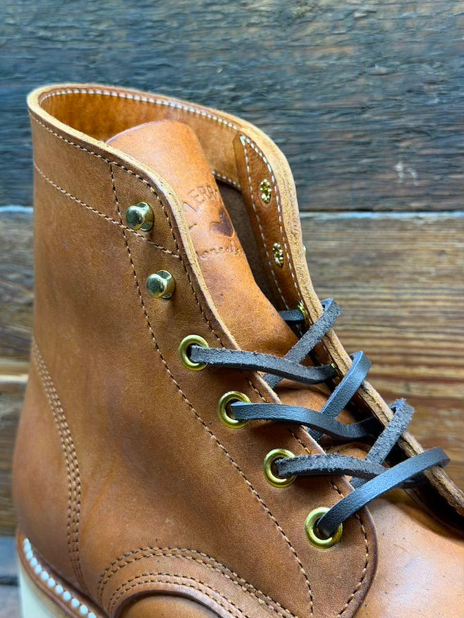 BONEAKERS LINE - SW6 Boots - Brown OILED SCRATCH Leather - Speed Hooks- 6 inch Heigh
