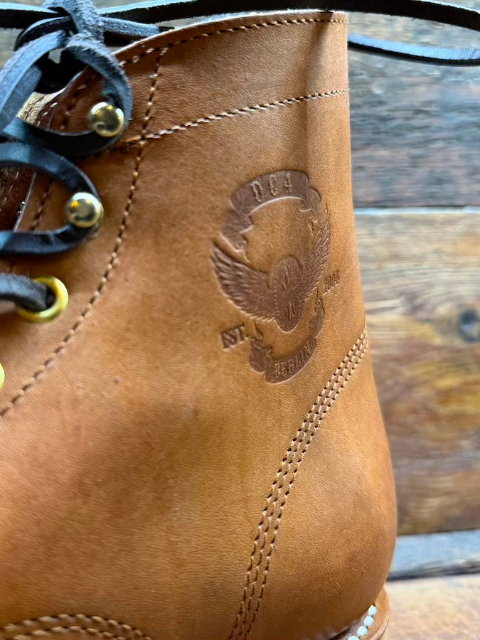 BONEAKERS LINE - SW6 Boots - Brown OILED SCRATCH Leather - Speed Hooks- 6 inch Heigh