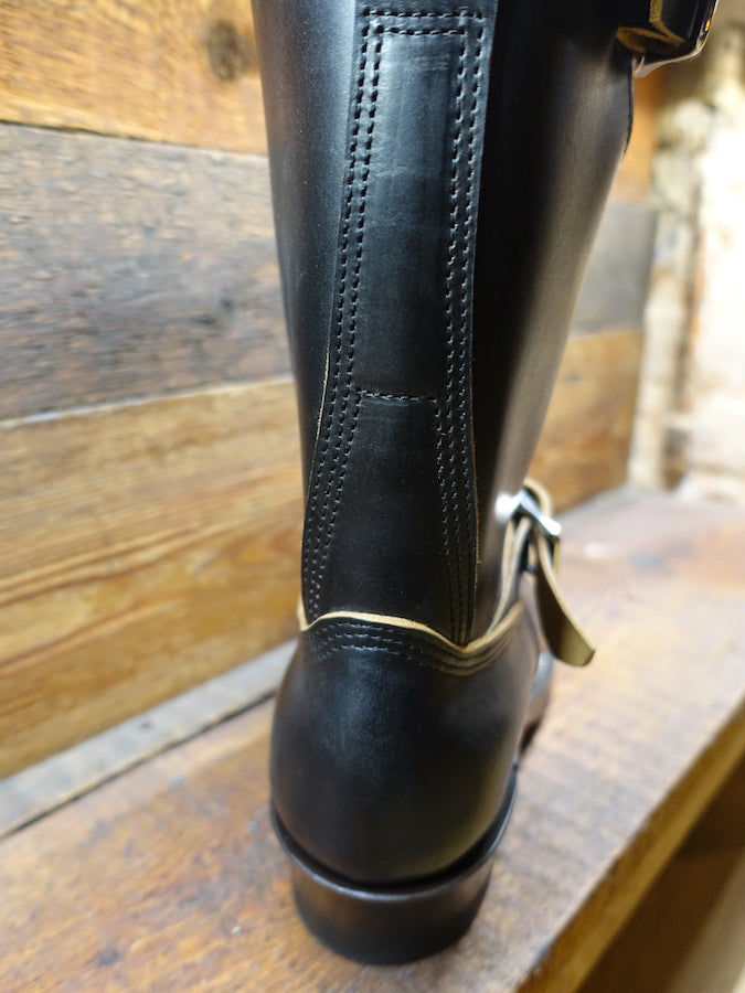 ZERROWS - CUSTOM - TYPE ONE Engineer Boots - Black LATIGO HORWEEN Leather - 10 inch Height
