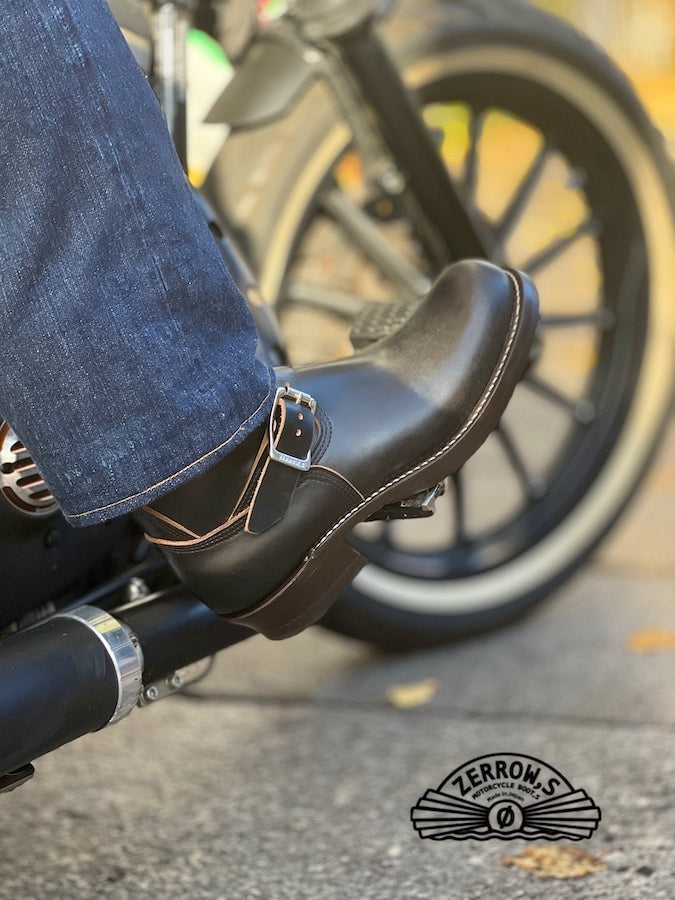 ZERROWS - CUSTOM - TYPE ONE Engineer Boots - Black LATIGO HORWEEN Leather - 10 inch Height