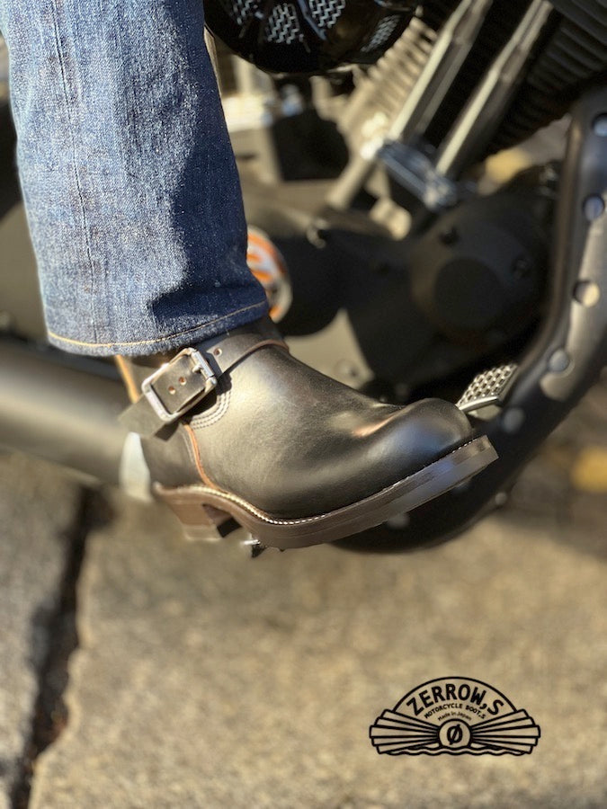 ZERROWS - CUSTOM - TYPE ONE Engineer Boots - Black LATIGO HORWEEN Leather - 10 inch Height