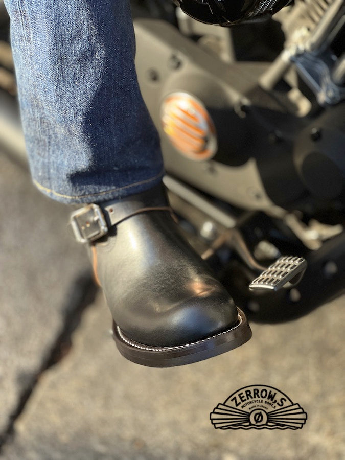 ZERROWS - CUSTOM - TYPE ONE Engineer Boots - Black LATIGO HORWEEN Leather - 10 inch Height