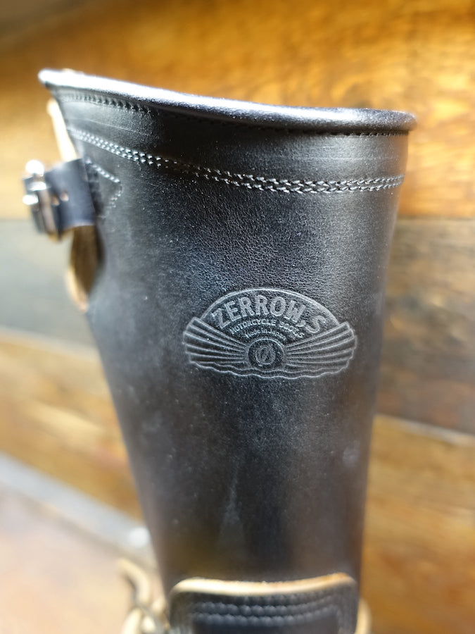 ZERROWS - CUSTOM - TYPE ONE Engineer Boots - Black LATIGO HORWEEN Leather - 10 inch Height