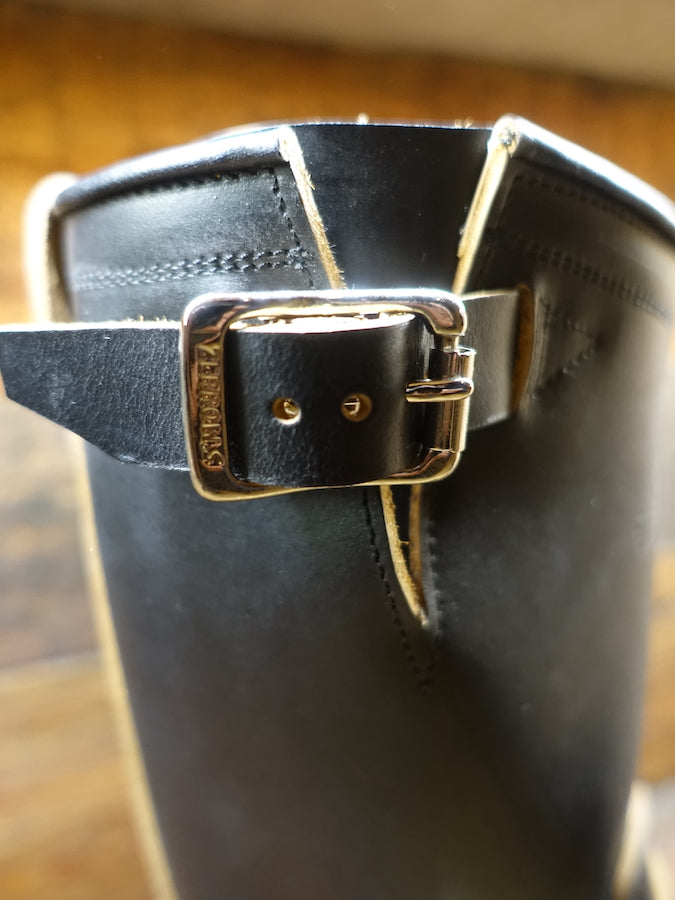 ZERROWS - CUSTOM - TYPE ONE Engineer Boots - Black LATIGO HORWEEN Leather - 10 inch Height