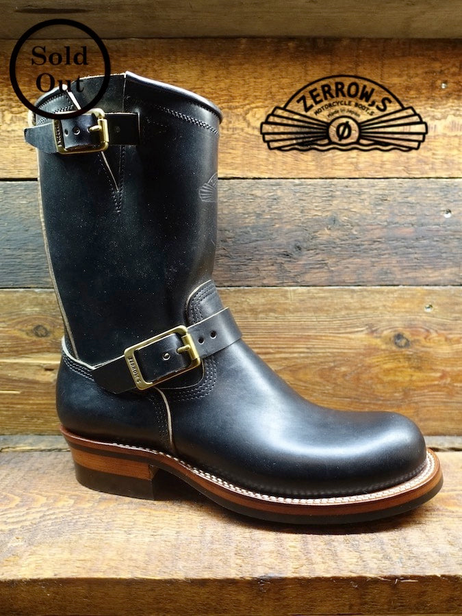 ZERROWS - CUSTOM - TYPE ONE Engineer Boots - Black Premium HORSEBUTT Leather - 10 inch Height