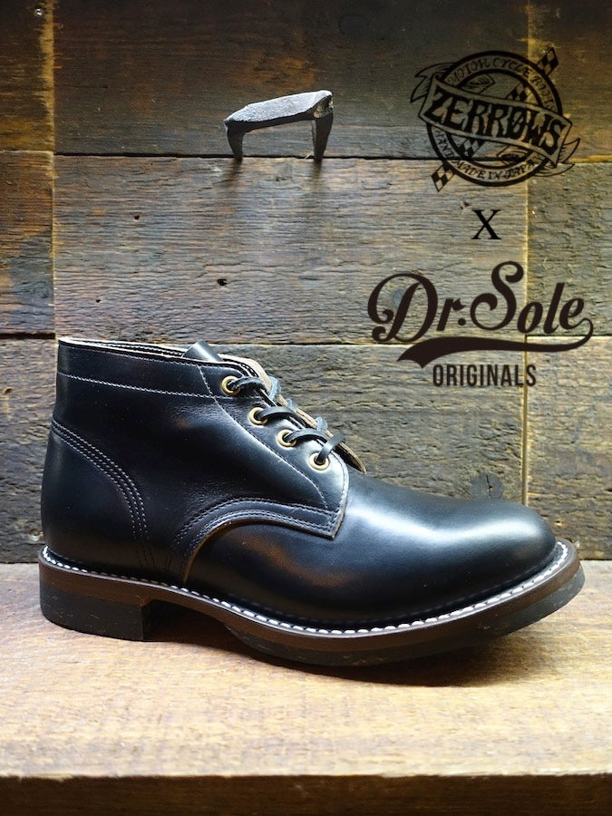 ZERROWS x DR.SOLE originals * Limited Model * BONEAKERS LINE - SW4 Boots - Black HORWEEN CHROMEXCEL Leather - 4 inch Height