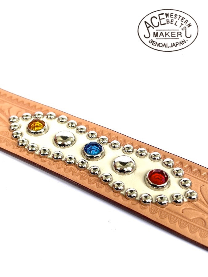 ★ Style No.180H with 50's Jewels ★ Handmade Vintage Cowboy Belt - Russet