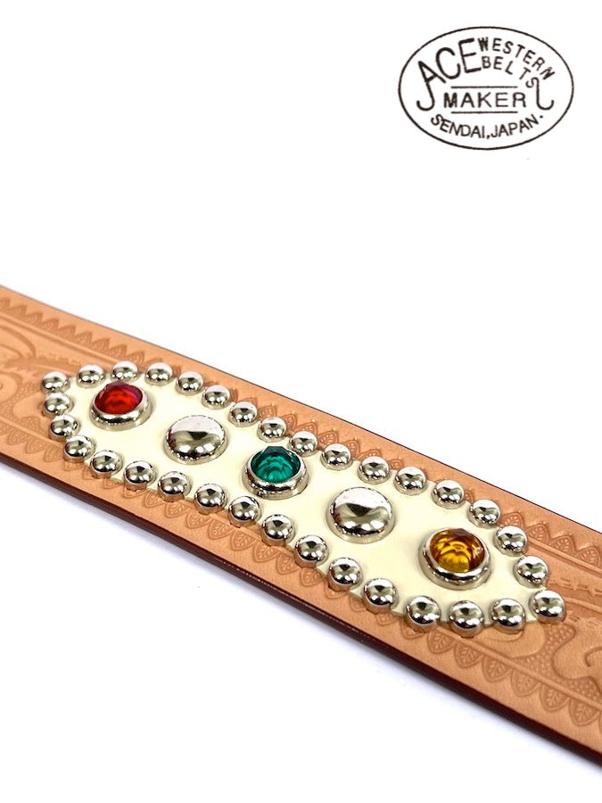 ★ Style No.180H with 50's Jewels ★ Handmade Vintage Cowboy Belt - Russet