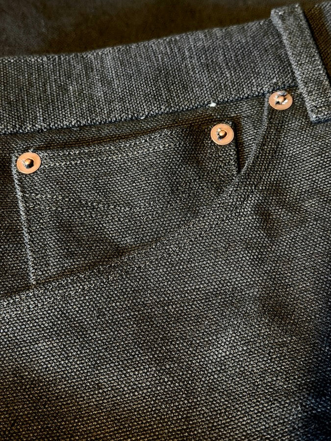 GARAGE VOLT CANVAS W-19 BUCKLE BACK PANTS 15oz Black Faded Canvas fabric