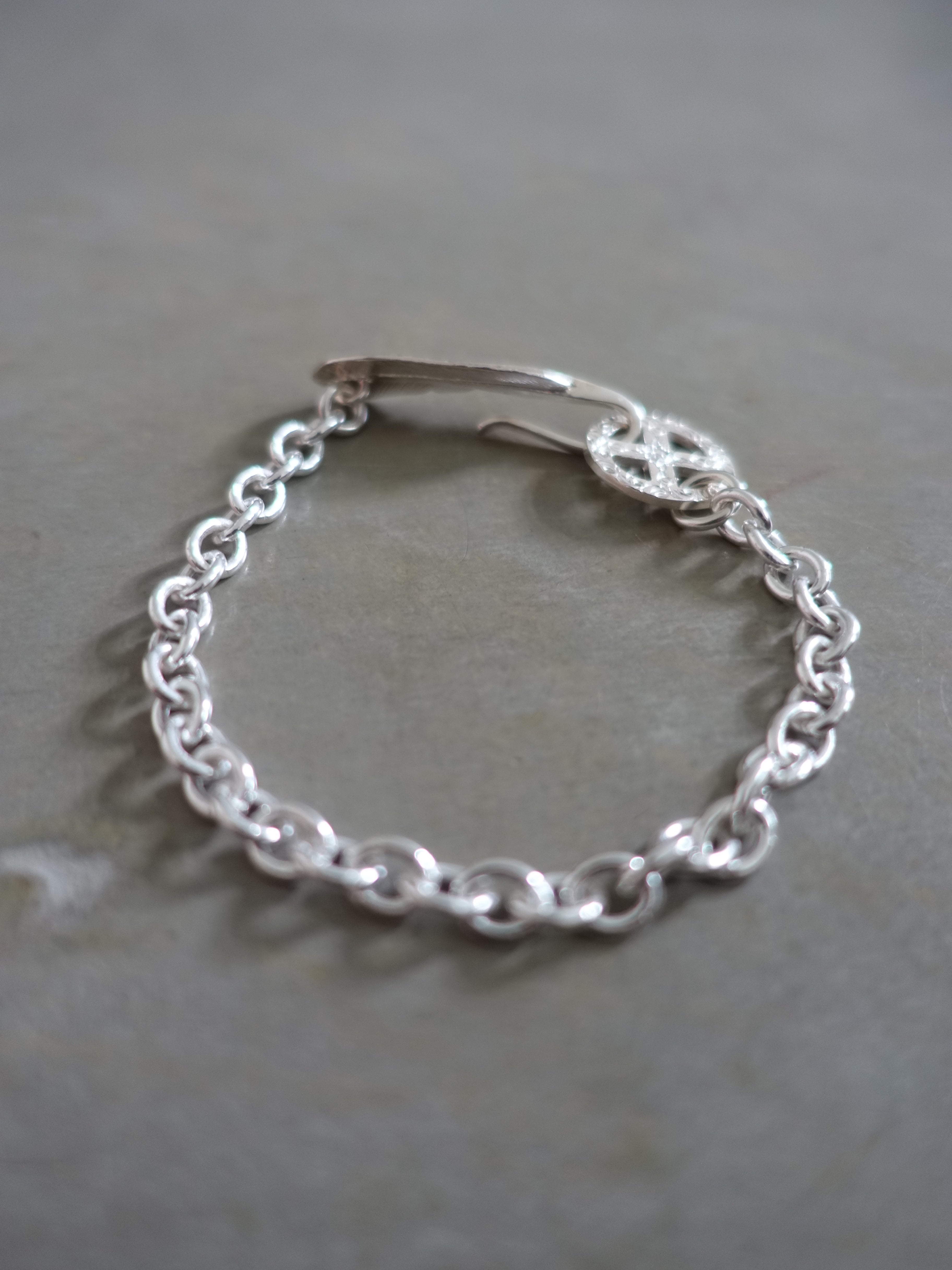 BR-305 - Feather Hook + Medicine Wheel Chain Bracelet