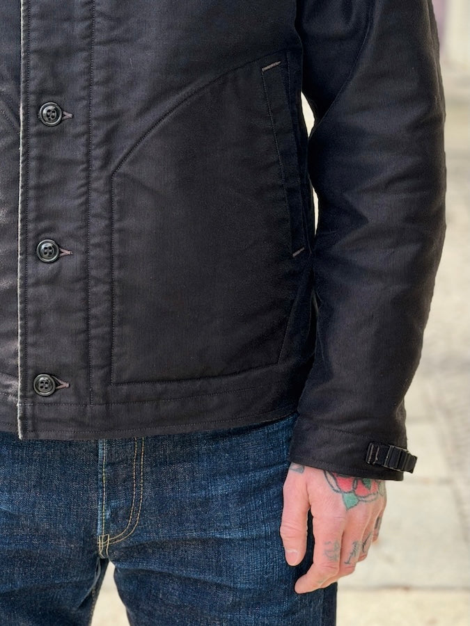 "DECK WORKER JACKET" - 1940~1950s U.S.NAVY MILITARY IMAGE CLOTHING - Jet Black