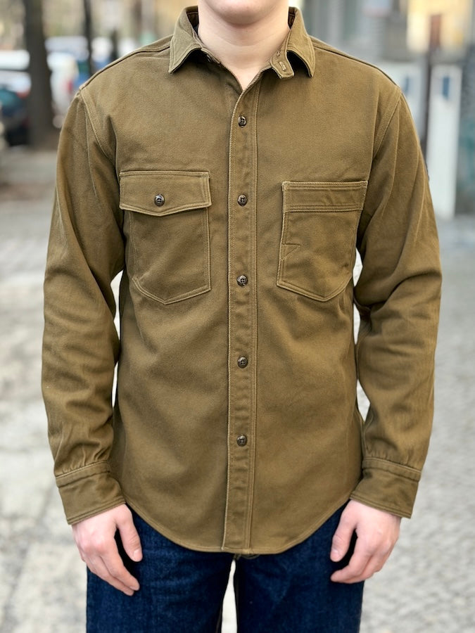 "Gemsa" WORK SHIRT - UNION SPECIAL OVERALLS - 1930s STYLE WORK SHIRT - Khaki Olive