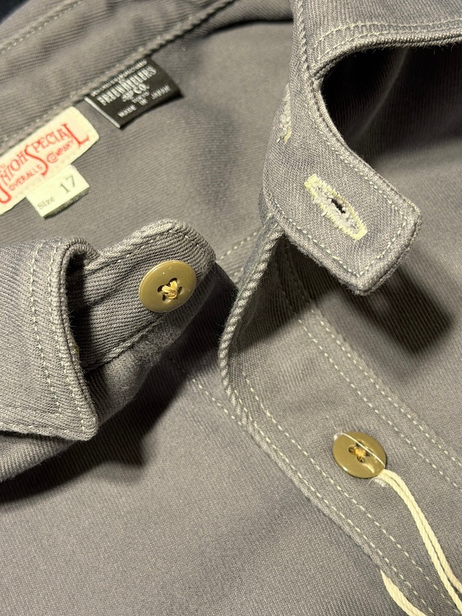 "Gemsa" WORK SHIRT - UNION SPECIAL OVERALLS - 1930s STYLE WORK SHIRT - Steel Gray