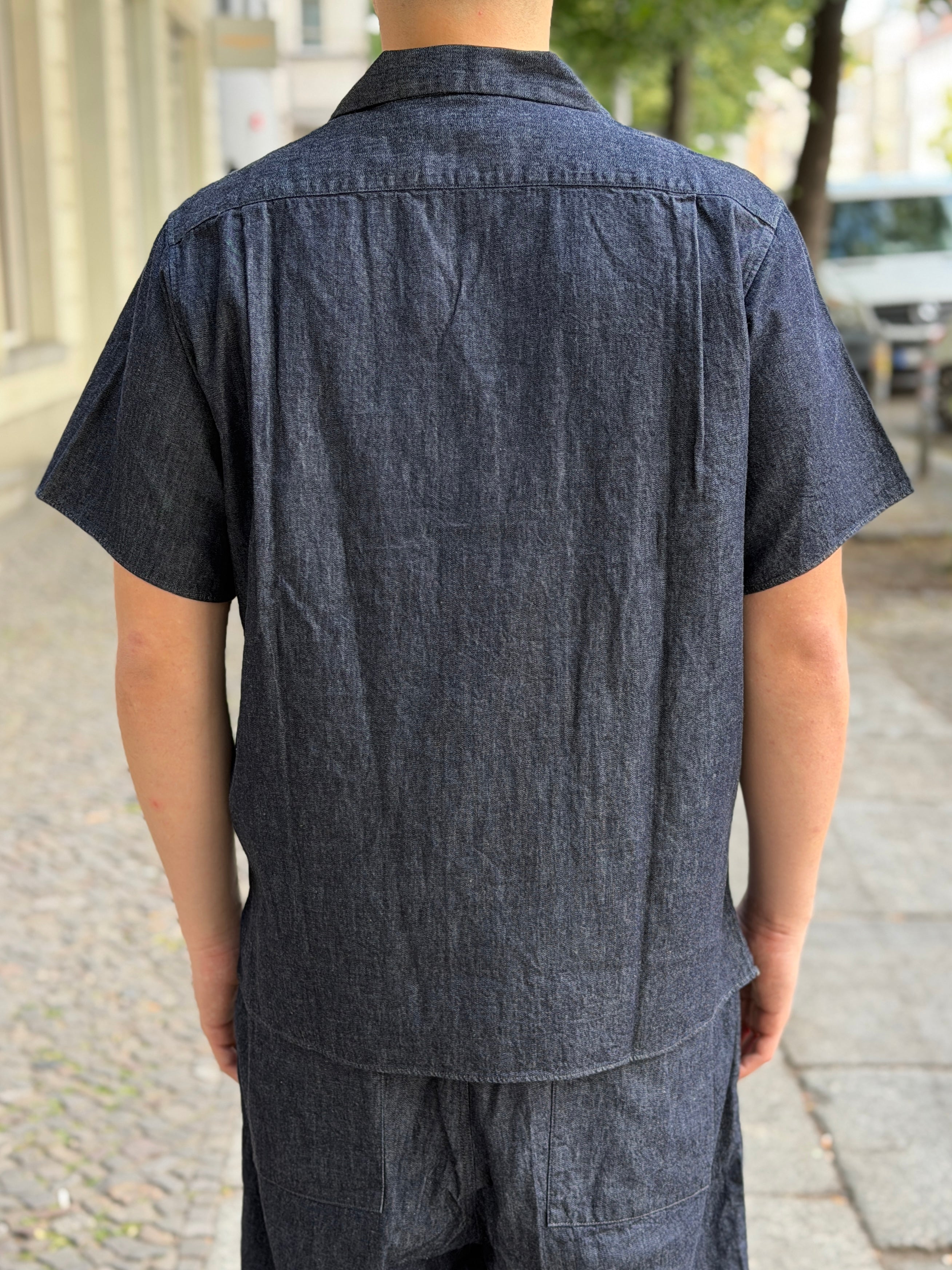 4100-2 Denim Open Collar Short Sleeve Shirt