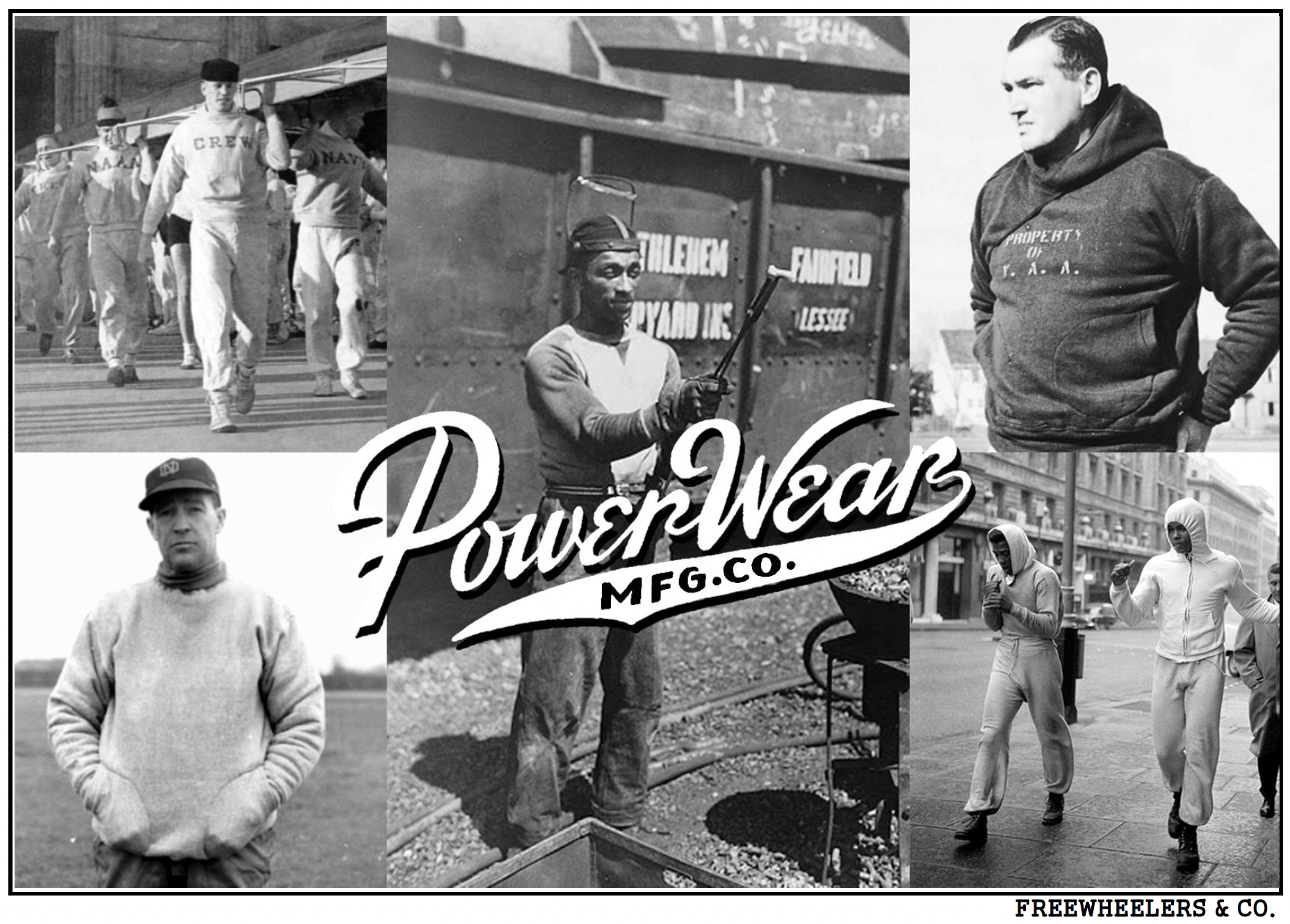 Vintage Style Medium Weight Jersey  "40s POWER WEAR PRINTED LABEL" - Pocket T-Shirt - Jet Black