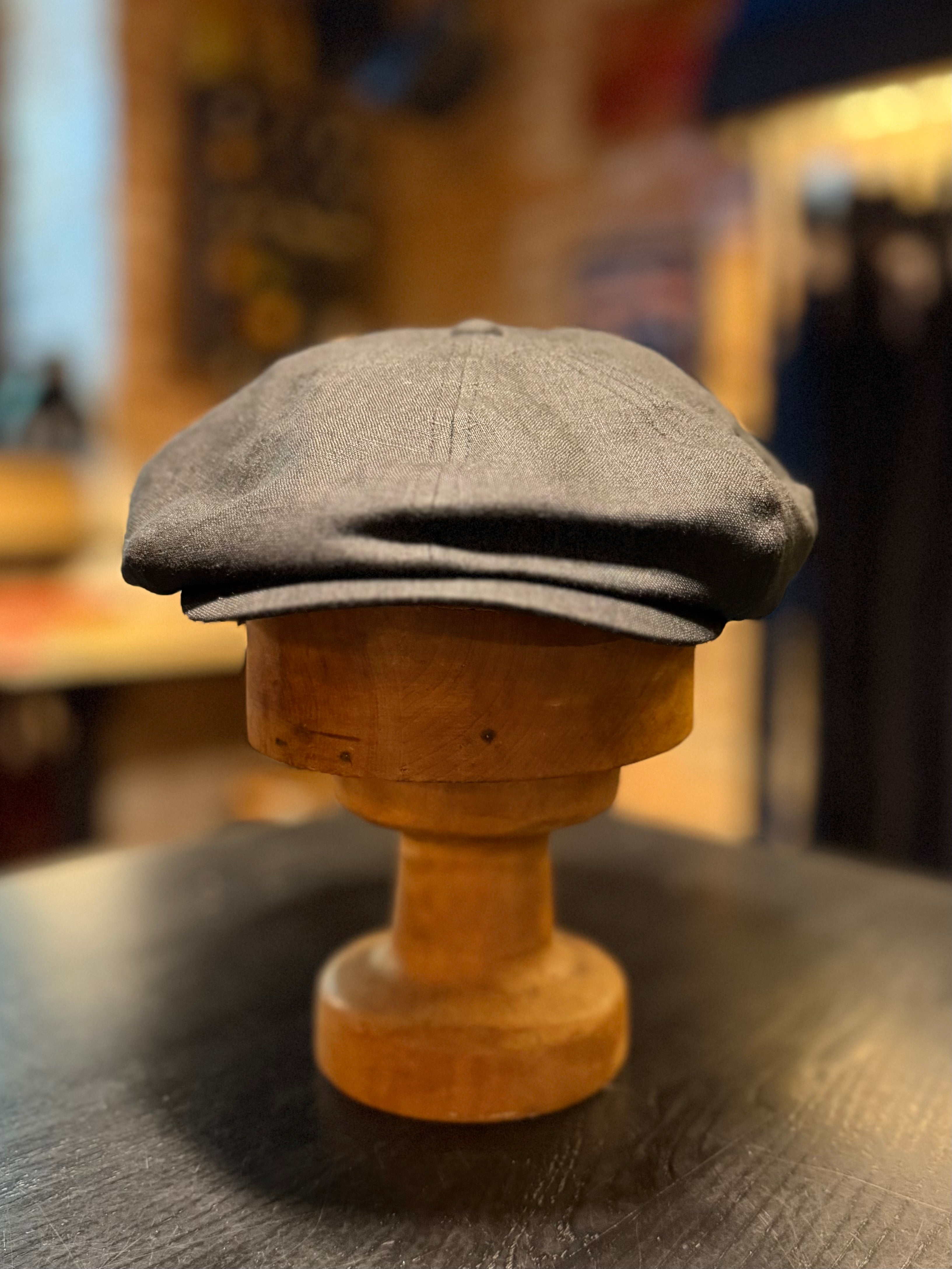 1920's Cap - Model: Lucky Dan French Linen - Black