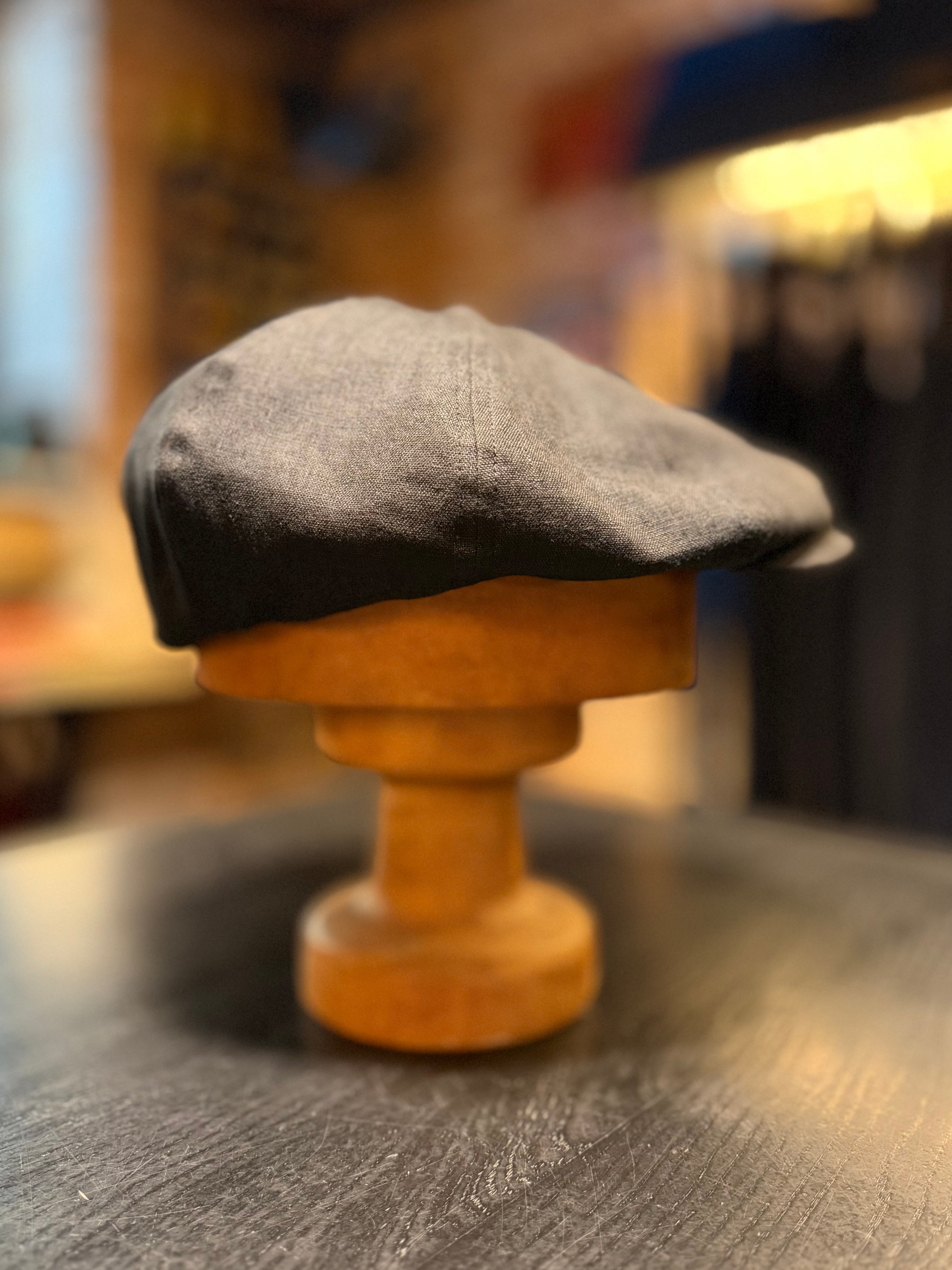 1920's Cap - Model: Lucky Dan French Linen - Black