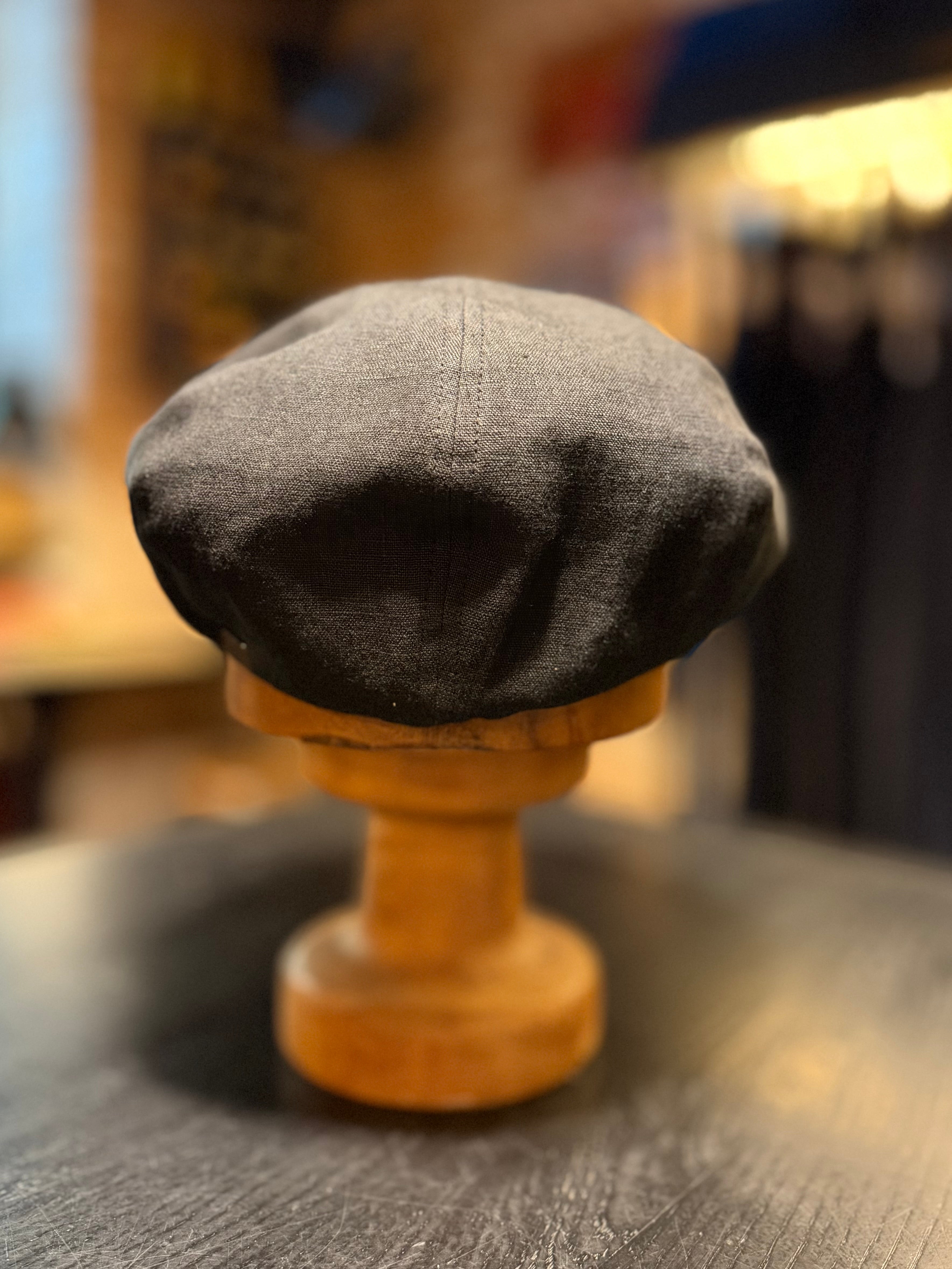 1920's Cap - Model: Lucky Dan French Linen - Black