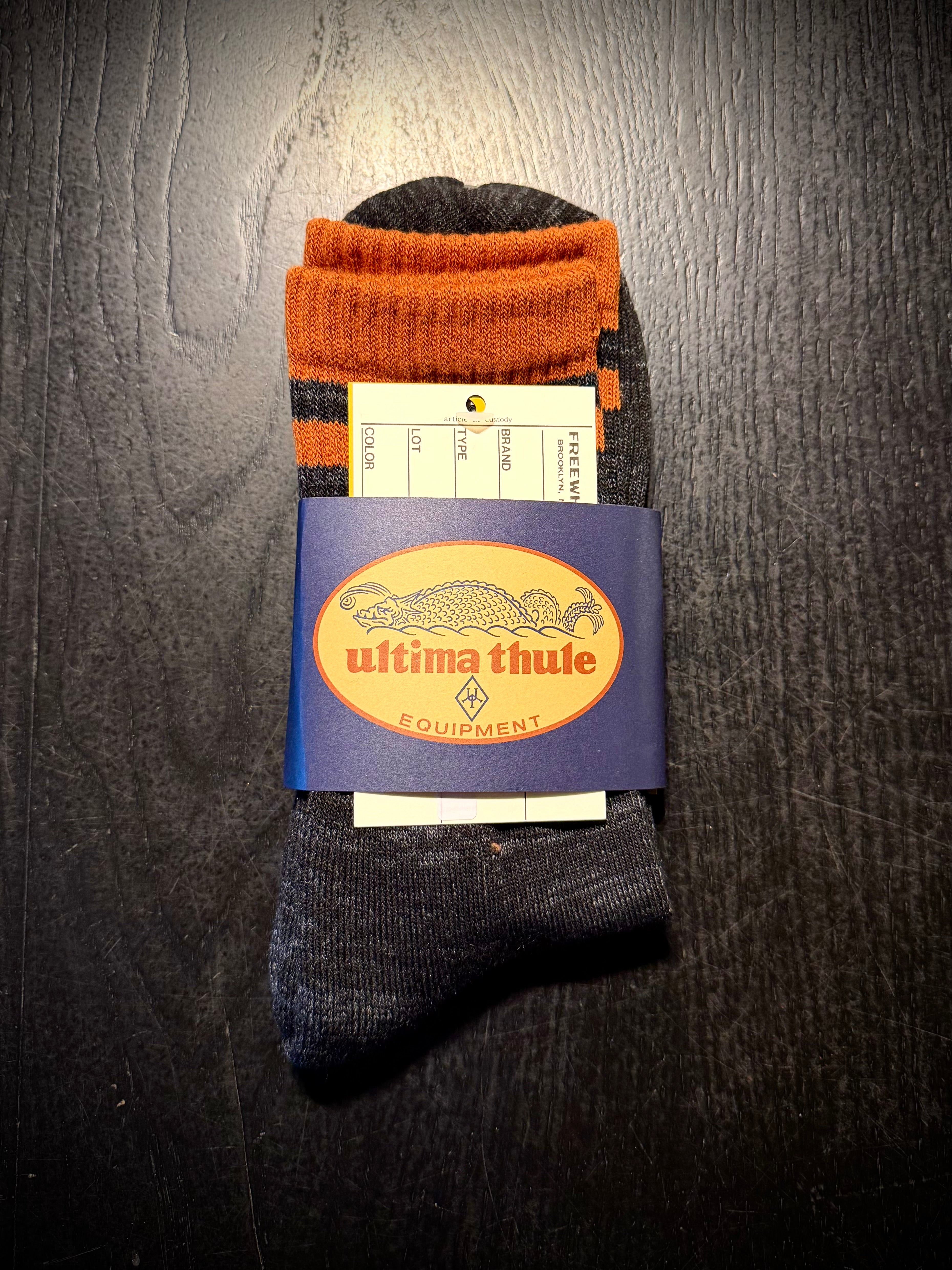 "Barlow" - 8 Inch Length Outdoor Socks - Black X Gray X Orange