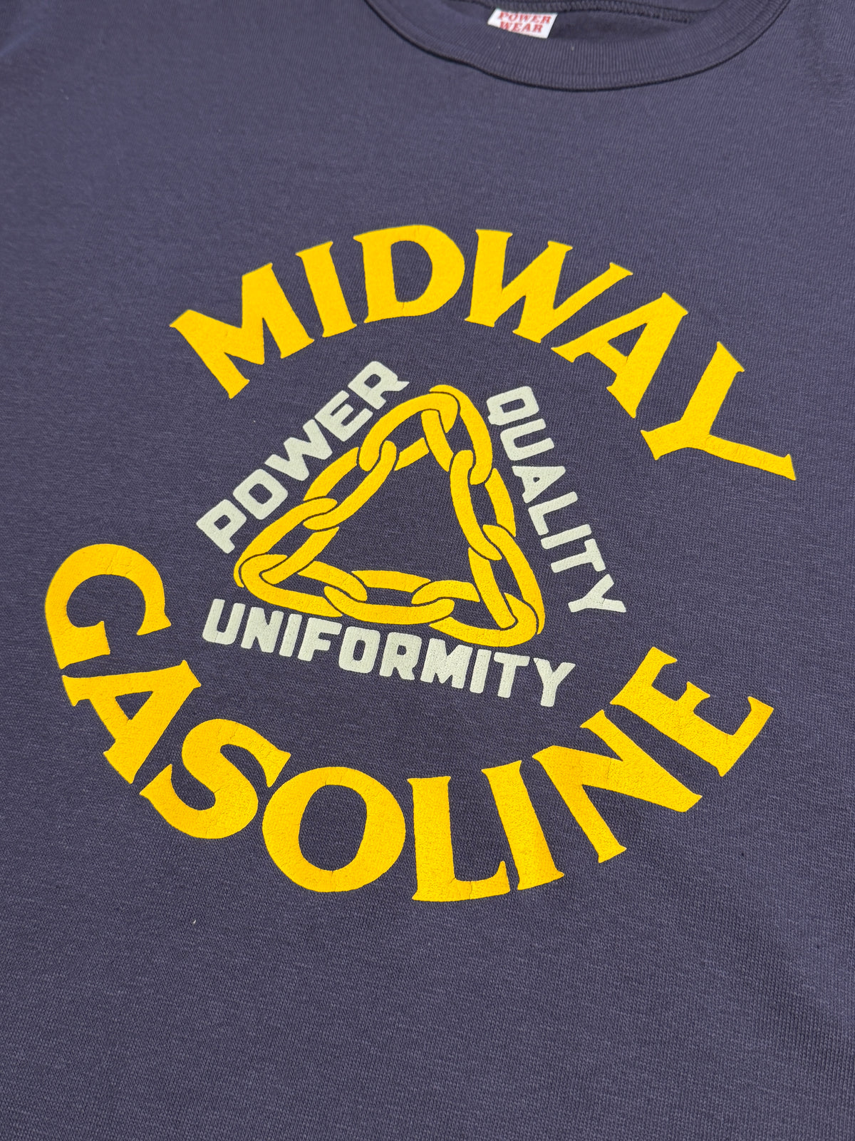 " MIDWAY HIGH POWER GAS " - Vintage Style Medium Weight Jersey  "40s POWER WEAR PRINTED LABEL"