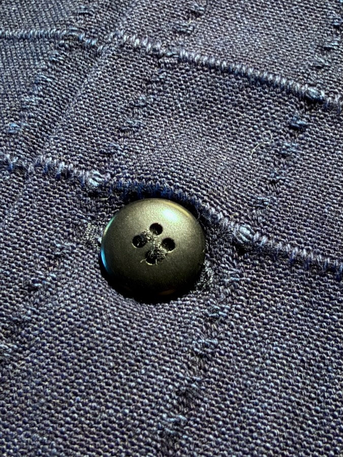 SOS26-ARS - Indigo Sashiko Lattice Open Collar Shirt